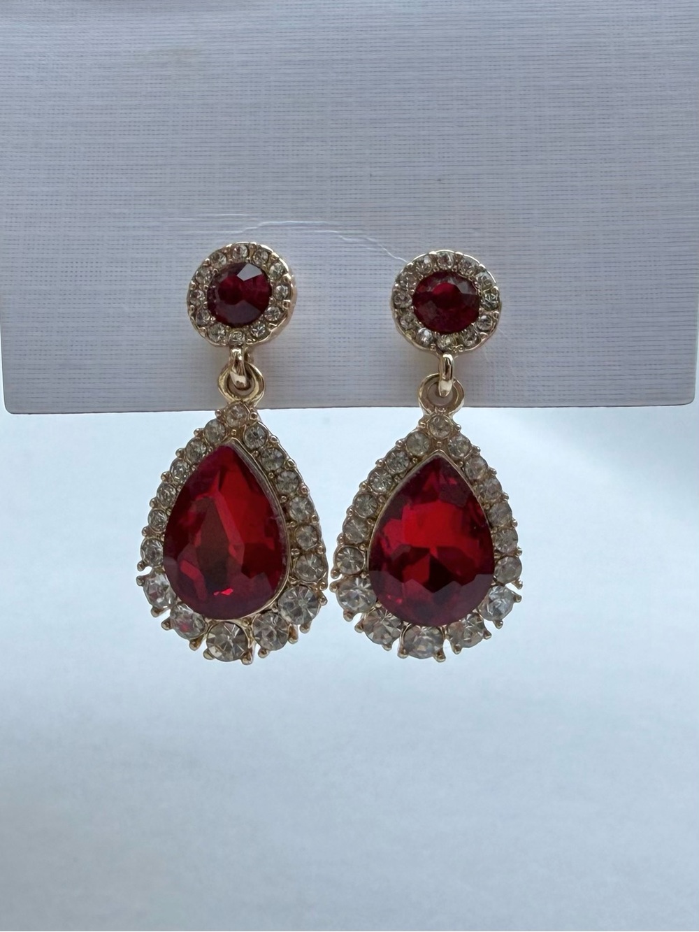 Ruby Red Dangle Earrings Prom